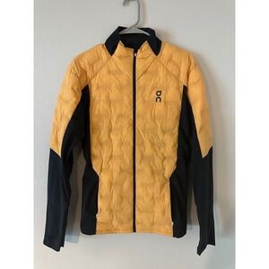ON Running Climate Jacket Mens Medium Mango Orange Gold Puffer Running Coat